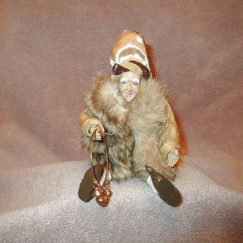 Katherine’s Collection Gypsy Traveler Doll Shelf Sitter Poseable Fur Coat Bells